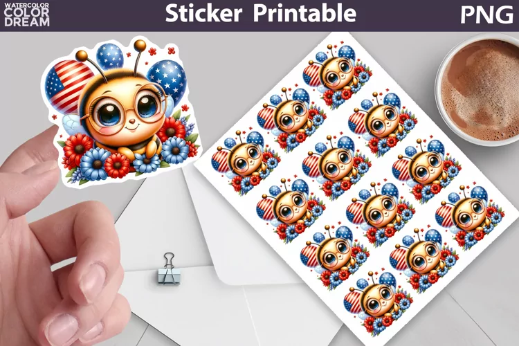 Bee Patriotic Sticker | 4th of July Sticker