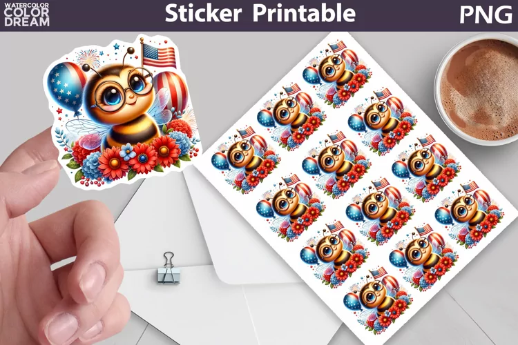 Bee Patriotic Sticker | 4th of July Sticker