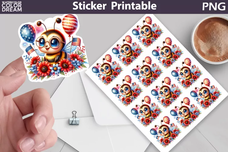 Bee Patriotic Sticker | 4th of July Sticker