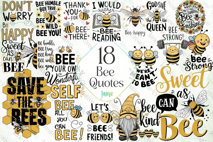 Bee Quotes Sublimation Clipart