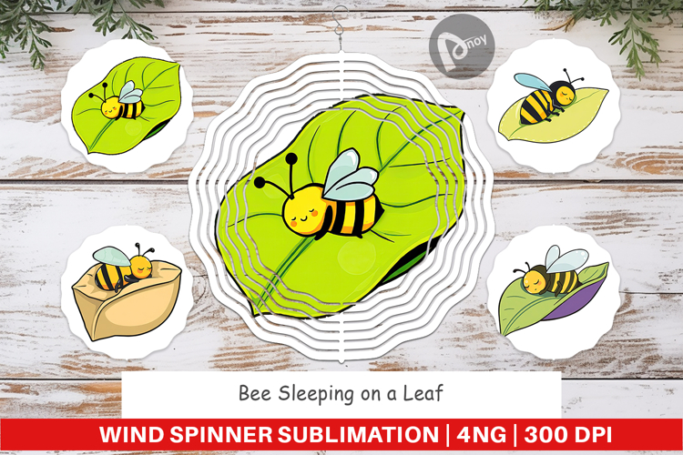 Wind Spinner Sleeping Bee on Leaf