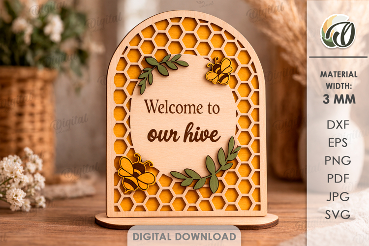3D Bee Stand Laser Cut. Home Decor. Stand Decor SVG