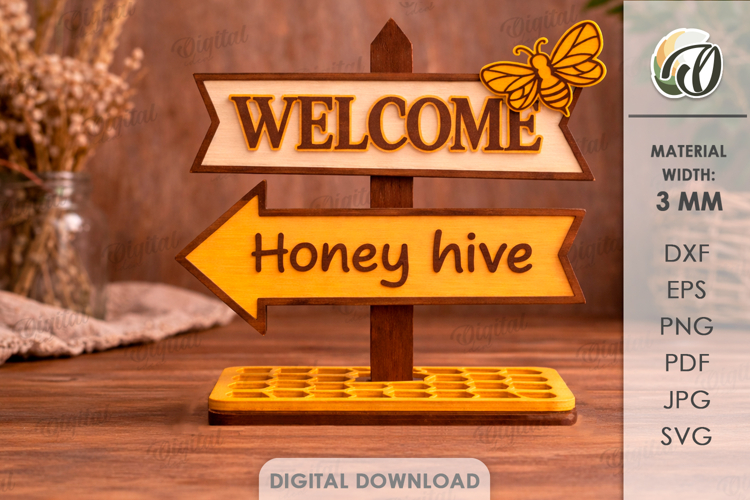 3D Bee Stand Laser Cut. Home Decor. Stand Decor SVG