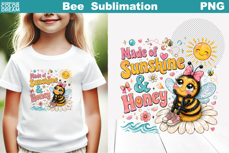 Cute Bee Floral Sublimation | Summer Bee Quotes Clipart