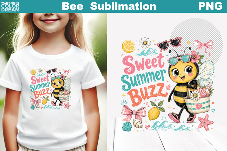 Cute Bee Floral Sublimation | Summer Bee Quotes Clipart