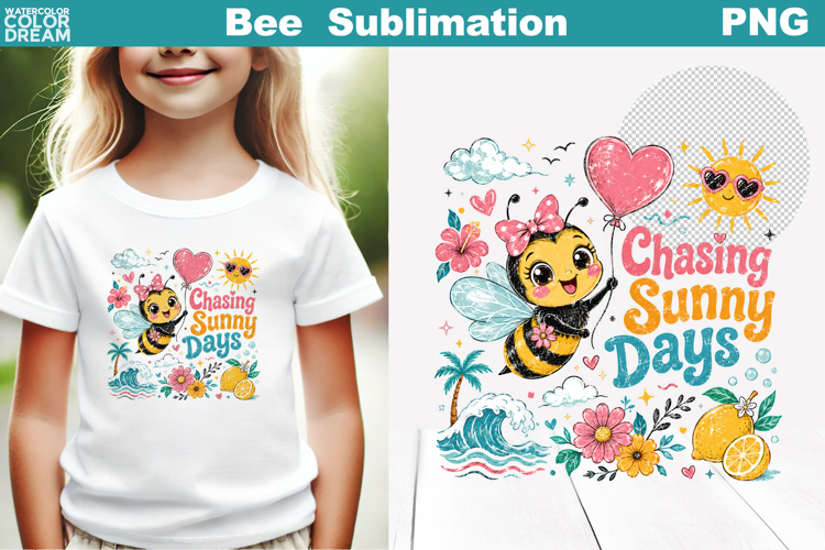 Cute Bee Floral Sublimation | Summer Bee Quotes Clipart