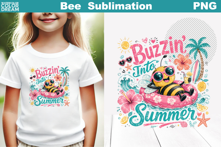 Cute Bee Floral Sublimation | Summer Bee Quotes Clipart