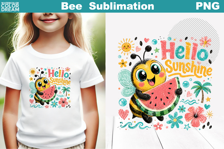 Cute Bee Floral Sublimation | Summer Bee Quotes Clipart