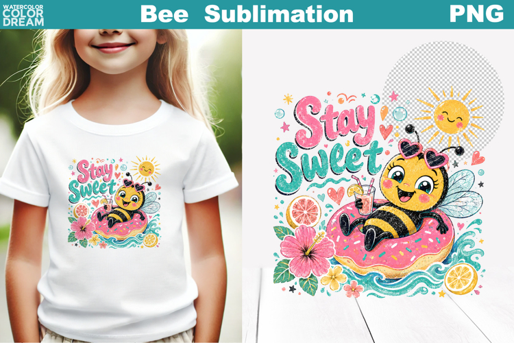 Cute Bee Floral Sublimation | Summer Bee Quotes Clipart