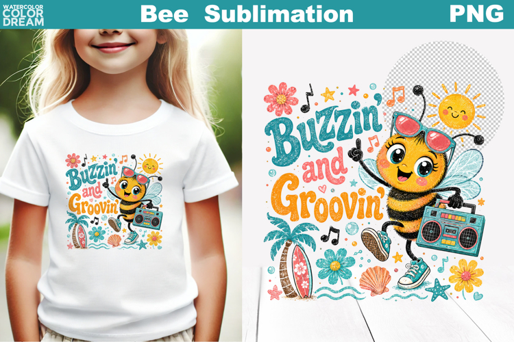 Cute Bee Floral Sublimation | Summer Bee Quotes Clipart