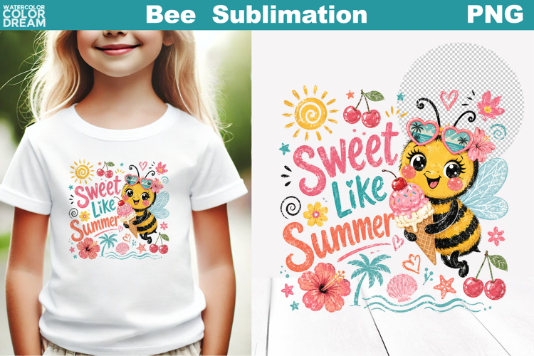 Cute Bee Floral Sublimation | Summer Bee Quotes Clipart