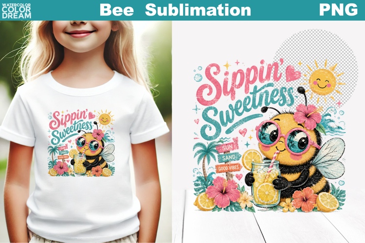Cute Bee Floral Sublimation | Summer Bee Quotes Clipart
