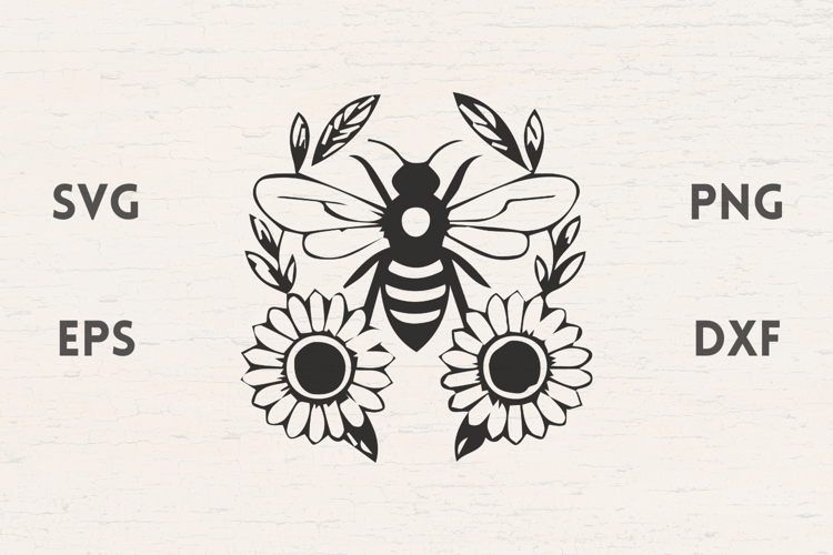 Bee with sunflowers SVG