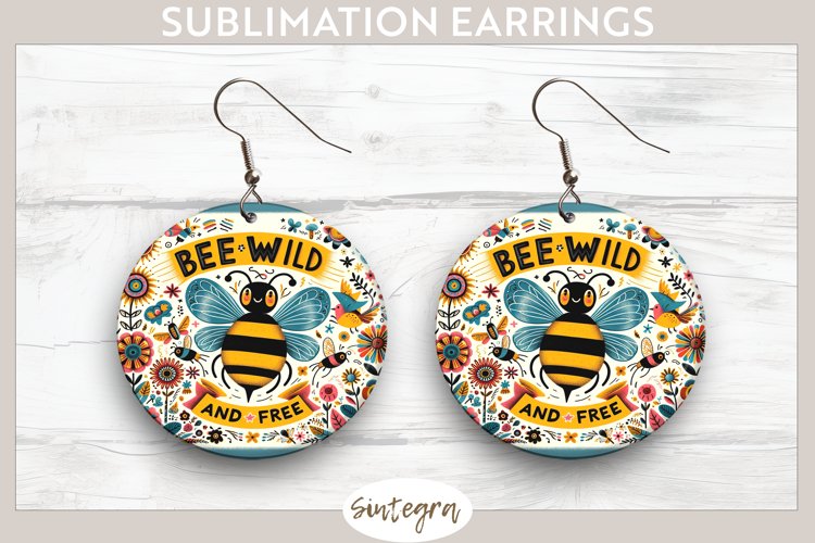 Bee Wild   Free v6 Round Earrings Sublimation