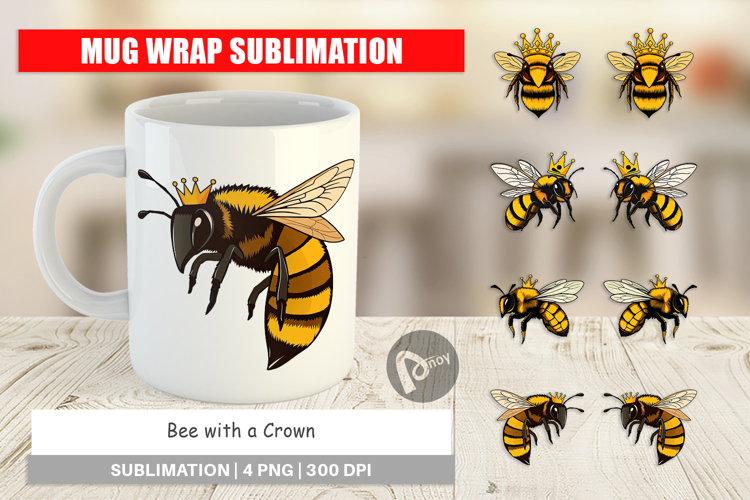 Mug Wrap Bee with Crown