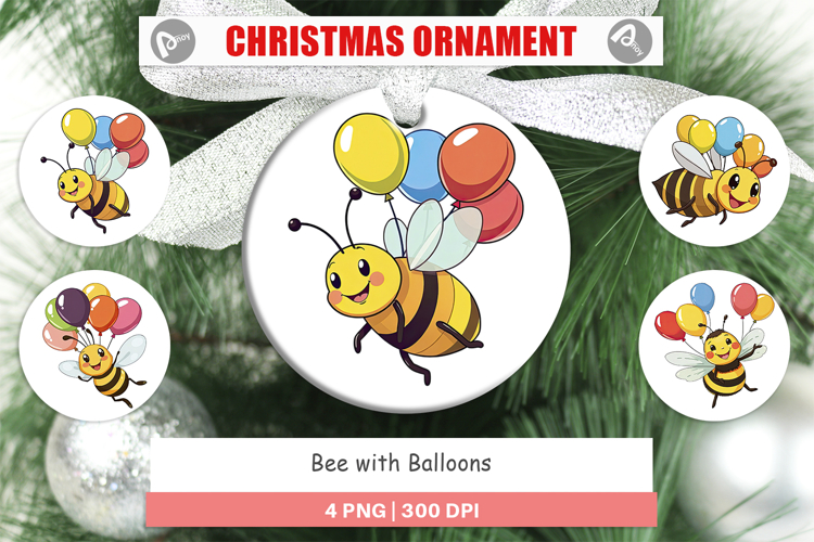 Ornament Bee with Balloons