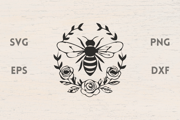 Bee with Roses SVG