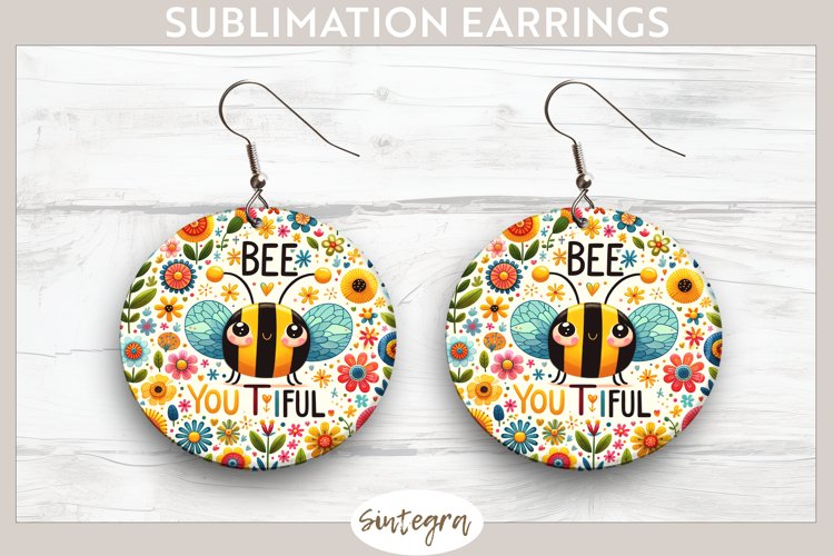 Bee You tiful v6 Round Earrings Sublimation