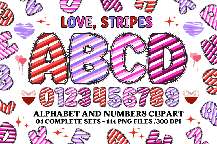 Valentine Alphabet Clip Art, valentines day letters doodle