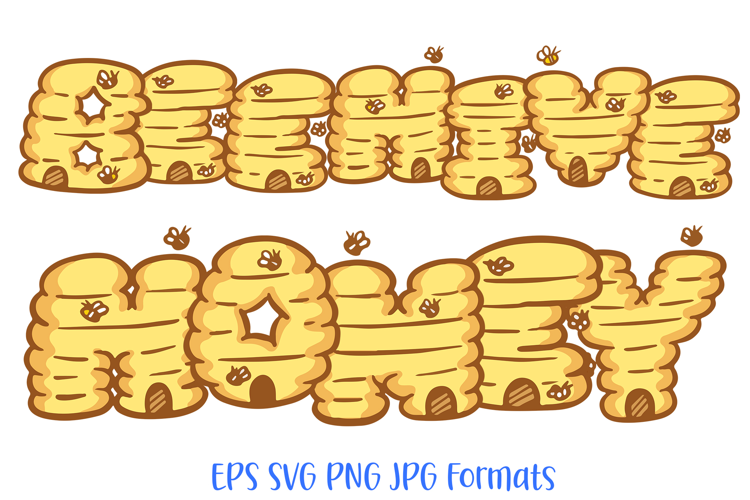 Beehive Honey Letters Font Cartoon Bees ABC PNG Type