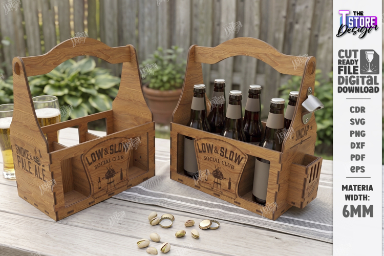Wooden Beer Bottle Caddy Laser Cut | Father’s Day gift Idea