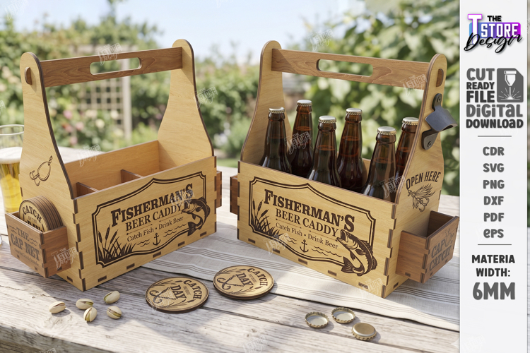 Wooden Beer Bottle Caddy Laser Cut | Father’s Day gift Idea