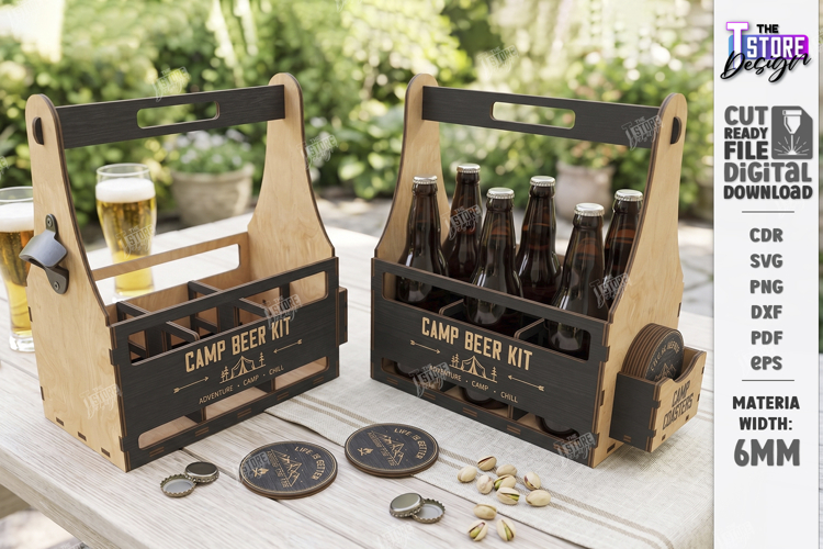 Wooden Beer Bottle Caddy Laser Cut | Father’s Day gift Idea
