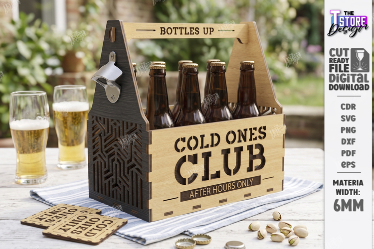 Wooden Beer Bottle Caddy Laser Cut | Father’s Day gift Idea
