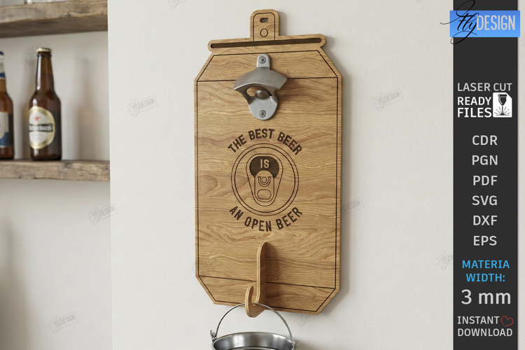 Beer Bottle Opener Laser Cut | Wall Mounted Bottle Opener