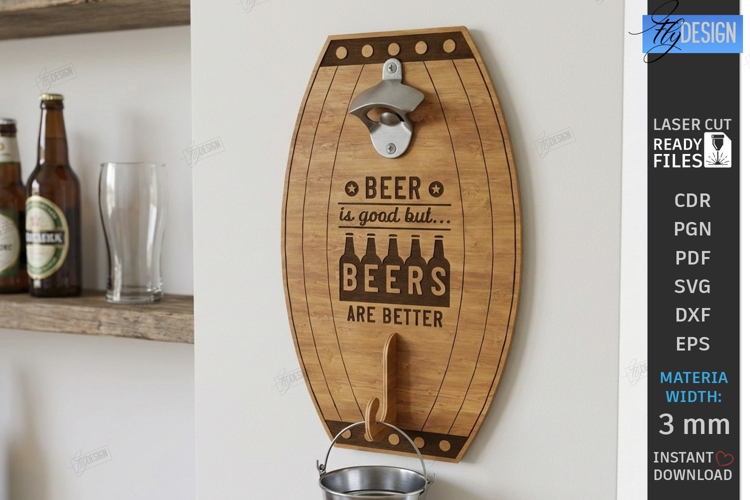Beer Bottle Opener Laser Cut | Wall Mounted Bottle Opener