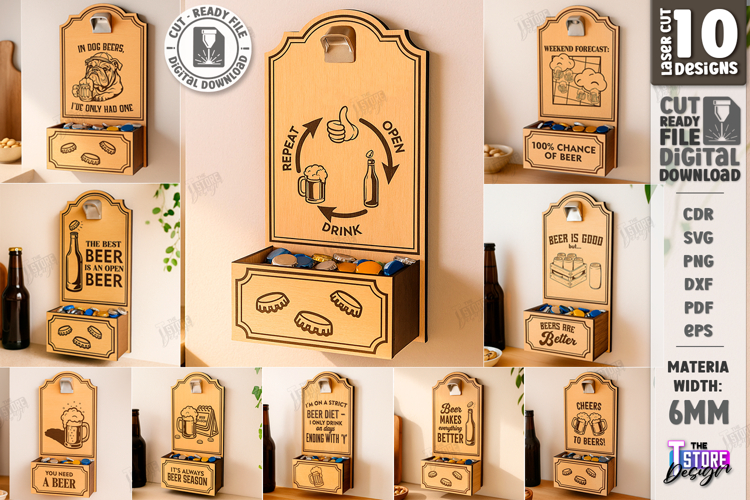 Beer Bottle Opener Laser Cut Bundle |Home Bar| Bar Tool SVG