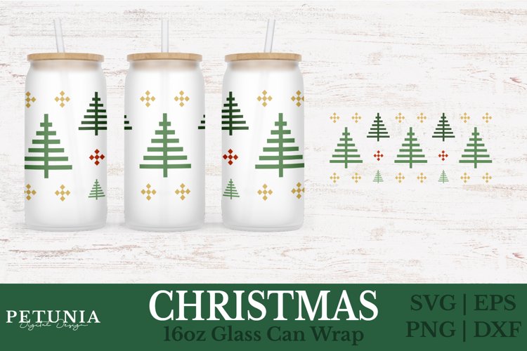 Christmas Can Glass | 16oz Libbey Can Glass Wrap SVG