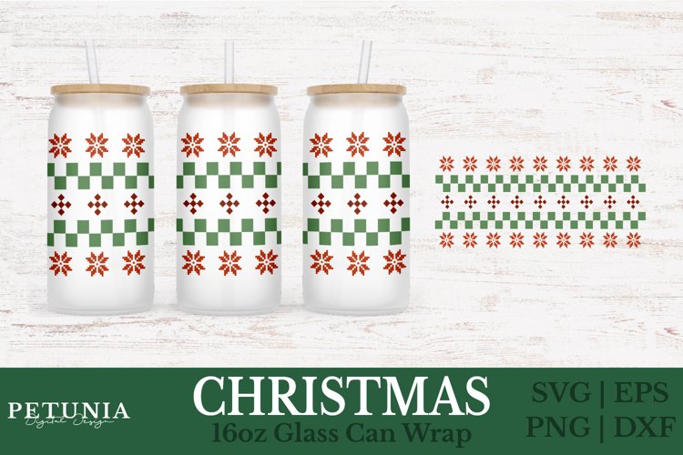 Christmas Can Glass | 16oz Libbey Can Glass Wrap SVG