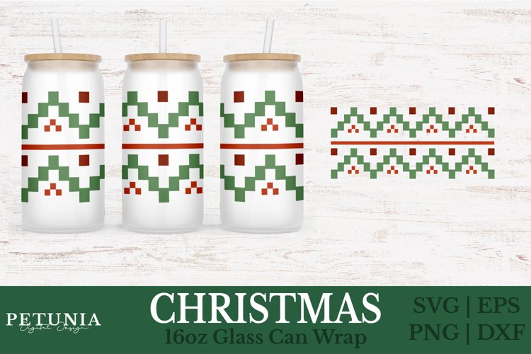 Christmas Can Glass | 16oz Libbey Can Glass Wrap SVG