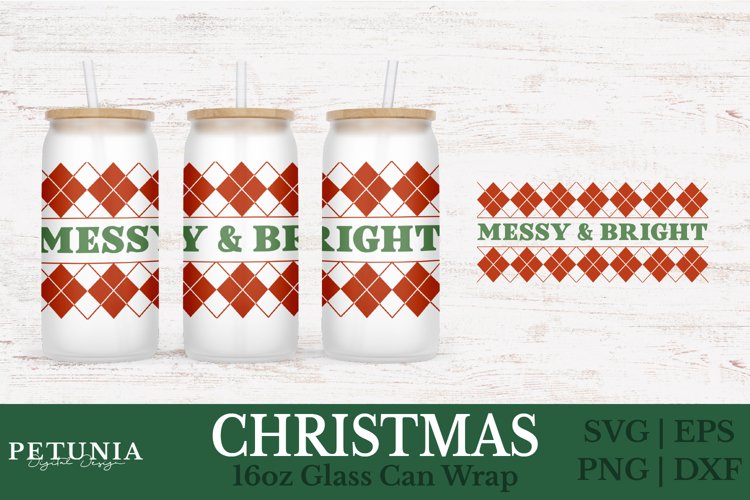 Christmas Can Glass | 16oz Libbey Can Glass Wrap SVG