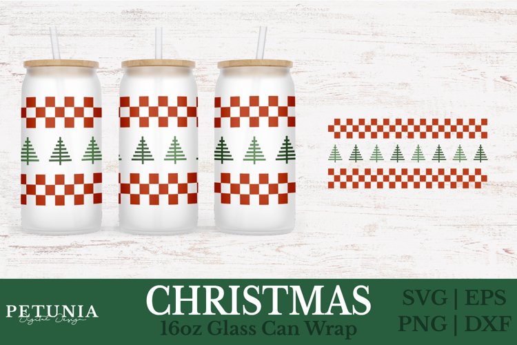 Christmas Can Glass | 16oz Libbey Can Glass Wrap SVG