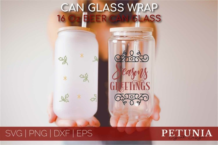 Christmas Can Glass SVG | Glass Can Wrap