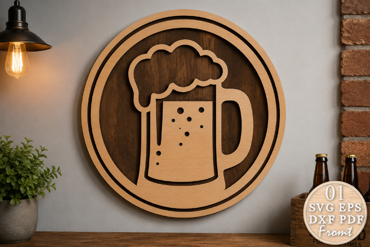 Beer Mug Sign Laser Cut SVG