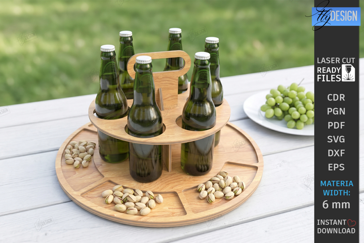 Outdoor Beer Tiered Tray Laser Cut | Portable Drinks Holder example image 1