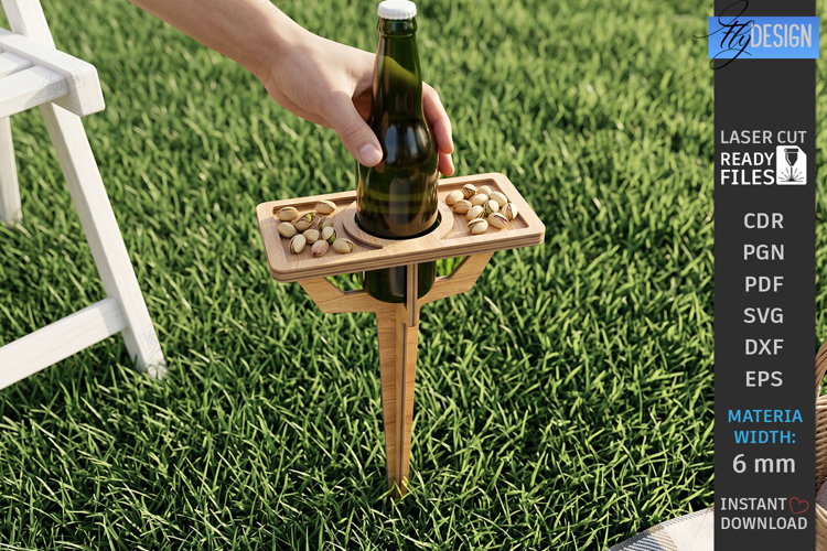 Outdoor Beer Picnic Table Laser Cut | Portable Drinks Holder