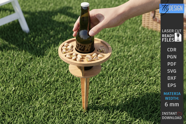 Outdoor Beer Picnic Table Laser Cut | Portable Drinks Holder
