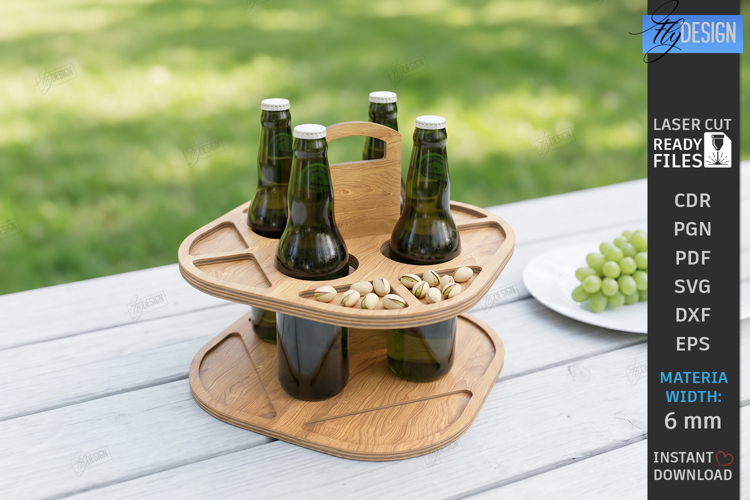 Outdoor Beer Tiered Tray Laser Cut | Portable Drinks Holder