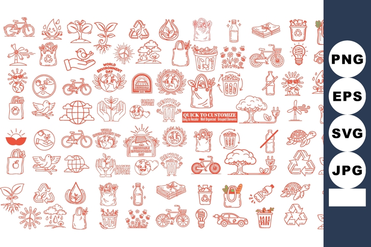 Hand Drawn Eco Doodle Icon Set for Environment Day Branding