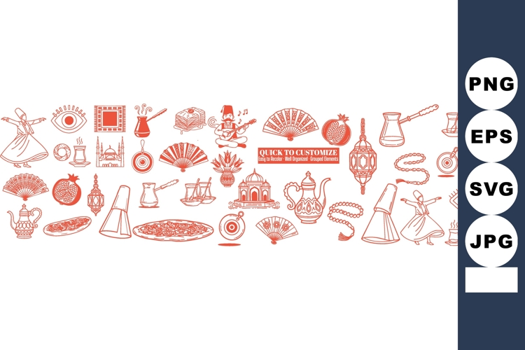 Linear Monoline Cultural Vector Pack with Dervishes Banner