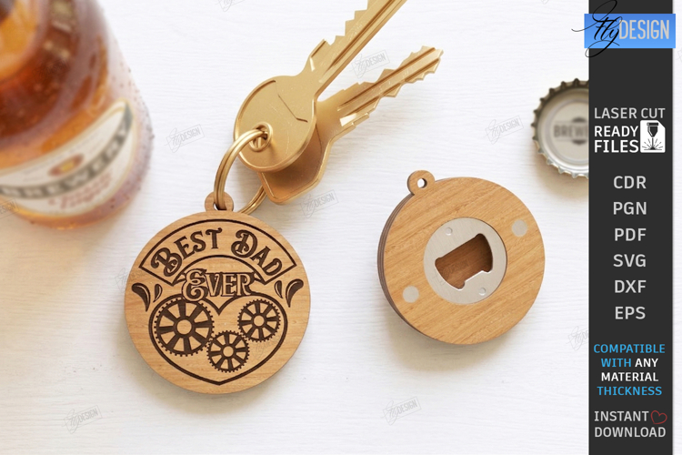 Bottle Opener Keychain Laser Cut | Fathers Day Gift Idea