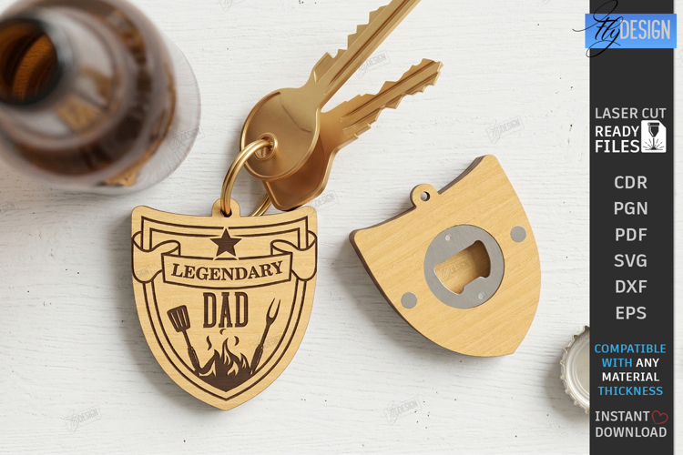 Bottle Opener Keychain Laser Cut | Fathers Day Gift Idea