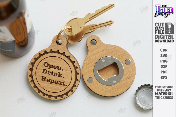 Beer Bottle Opener Keychain Laser Cut | Fathers Day Gift