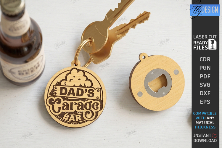 Bottle Opener Keychain Laser Cut | Fathers Day Gift Idea