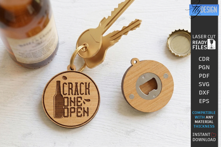 Bottle Opener Keychain Laser Cut | Fathers Day Gift Idea