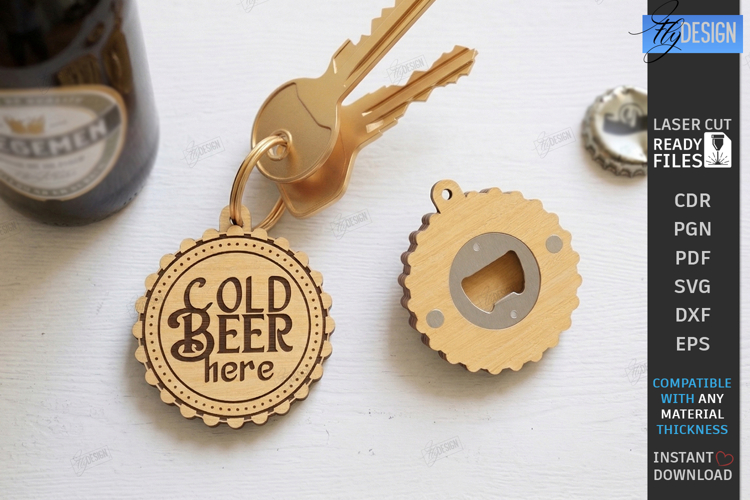 Bottle Opener Keychain Laser Cut | Fathers Day Gift Idea